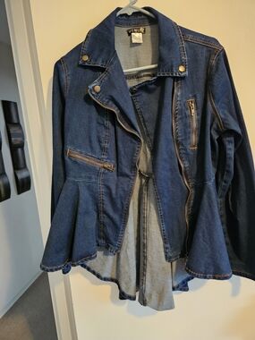 Venus Dark Blue Denim Peplum Jacket